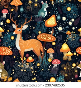 Fantasy forest and mushrooms