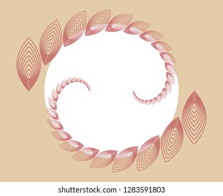 fantasy frame with leaves curling over the moon in retro pink ivory shades
