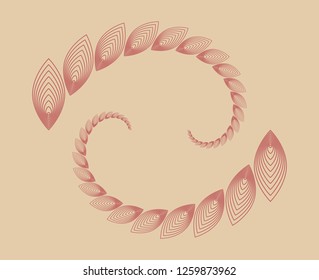 fantasy frame with wired leaves spiraling in retro pink ivory