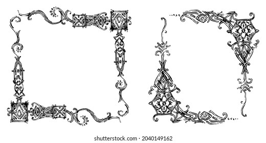 fantasy frames black and white vector illustration