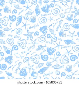 fantasy and fresh marine vector seamless pattern in  white and blue