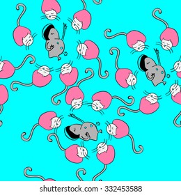 fantasy funny seamless pattern with lonely women and cartoon cats. Colorful seamless pattern in vector