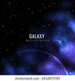 Fantasy galaxy background. Cosmos backdrop. Galaxy background with stars and planets. Universe background. Outer space.