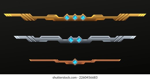 Fantasy game gui levels bars with gold, silver and bronze colors.