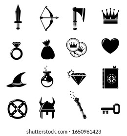 Fantasy Game Icons Vector Flat Icon Illustration Set