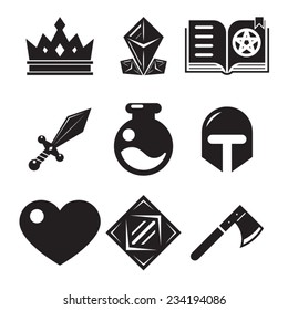 Fantasy game icons vector illustration