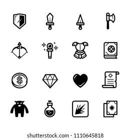 Fantasy Game Icons With White Background