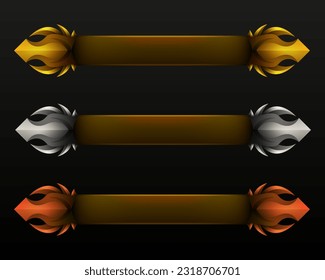 Fantasy-Game-Titelbanner mit Gold, Silber und Bronze für Spiel im Design