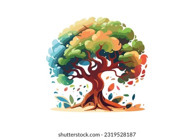 fantasy game tree flat vector 