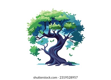 fantasy game tree flat vector