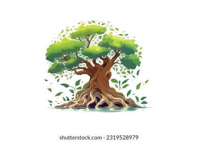 fantasy game tree flat vector