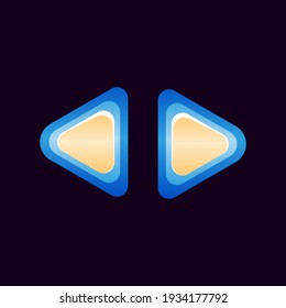 fantasy game ui glossy button set. arrow set for gui asset elements, vector illustration