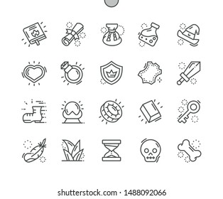 Fantasy game Well-crafted Pixel Perfect Vector Thin Line Icons 30 2x Grid for Web Graphics and Apps. Simple Minimal Pictogram