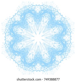 Fantasy glass snowflake without background. Isolated only in vector file. Christmas snowflake. One big element. Grunge broken glass snowflake. Beautiful print for New Years card, paper, textile