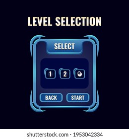 interfaz de selección de nivel ui de juego rpg brillante de fantasía. ilustración vectorial de 2d