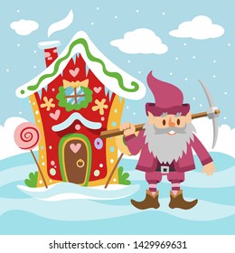 Fantasy gnome house vector cartoon fairy treehouse and magic housing village illustration set of kids gnome fairytale pumpkin or stone playhouse for gnome background