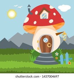 Fantasy gnome house vector cartoon fairy treehouse and magic housing village illustration set of kids gnome fairytale pumpkin or stone playhouse for gnome background