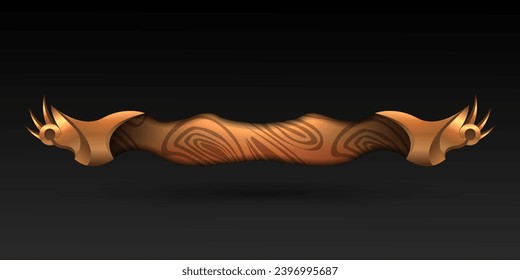 Fantasy Gold Borde Título de juego medieval Banner de madera inferior tercer de mayor calidad para mejorar el diseño de la interfaz de usuario de juegos