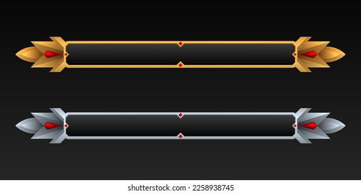 Fantasy gold and silver border lower third game gui screen title banners