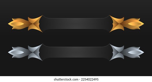 Fantasy gold and silver medieval game gui title banners