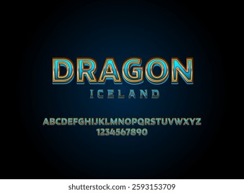 fantasy golden blue dragon iceland text effect game logo