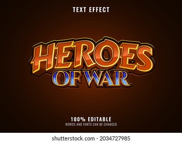 Fantasy Golden Diamond Heroes Of War Editable Game Logo Title Text Effect