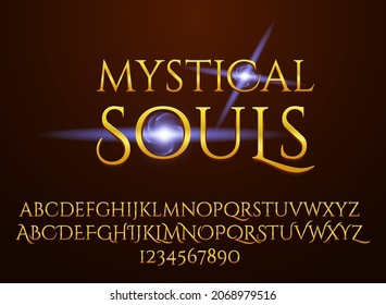 Fantasy Golden Luxury Mystical Souls With Blue Flare Icon Text Effect