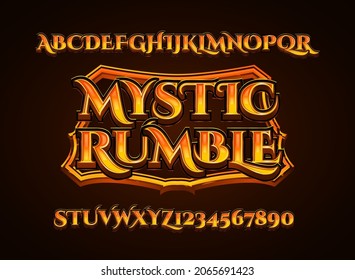 Fantasy Golden Mystic Rumble Medieval Rpg Game Logo Text Effect With Frame Border
