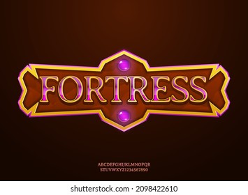 Fantasy Golden Purple Magic Fortress Medieval Rpg Game Logo Title Text Effect With Frame Border
