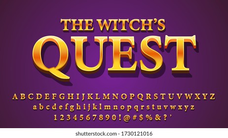 Fantasy Golden Quest Movie and Game Title Alphabet Text Effect Collection