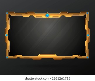 Fantasy golden stream overlay game gui screen panel frame template