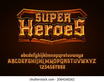 fantasy golden super heroes medieval rpg game logo text effect with frame border