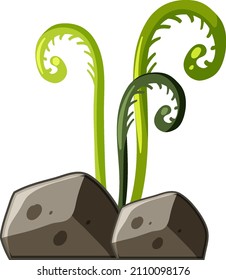 Fantasy grass in cartoon style with stone illustration