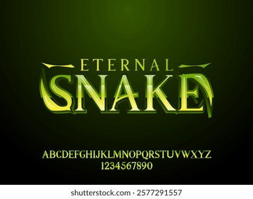 Fantasy green snake stylish modern glow text effect alphabet