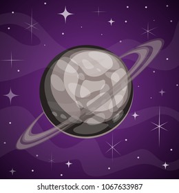 Fantasy Grey Planet
on Outer Space Background. Vector Illustration for Game Design

