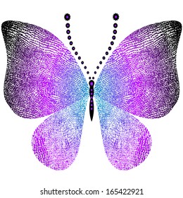 Fantasy grungy vintage butterfly isolated on white (vector)