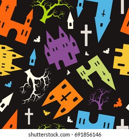 Fantasy Halloween pattern seamless tile background