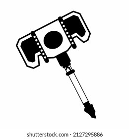 Martillo de fantasía blanco y negro con diseño de estilo de arte de línea ver-3
