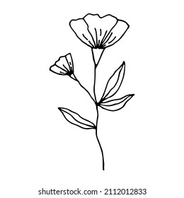 Flor dibujada a mano por fantasía. Resumen del vector de fondo de la naturaleza artística. Dibujo de lápiz abstracto. Ilustración del doodle.