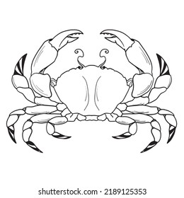 Fantasy hand drawn sea crab linework, isolated in white background
