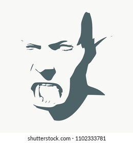 Fantasy head of orc with open mouth. Evil and ugly