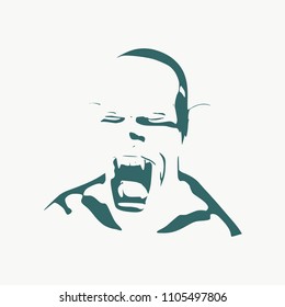 Fantasy head of orc with open mouth. Evil and ugly