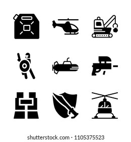 fantasy, helicopter, deep and waste icons in War vector set. Graphics for web and design