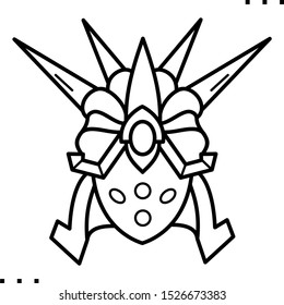 Fantasy Helm line art icon.  Black  aesthetic contour.