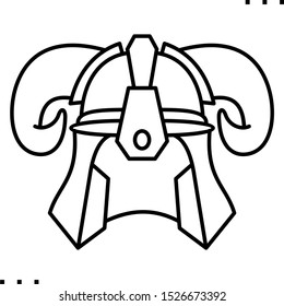 Fantasy Helm line art icon.  Black  aesthetic contour.
