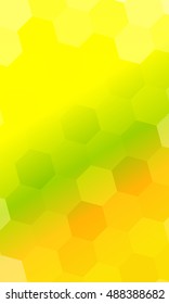 fantasy hexagons on a green, orange color background. vector banner. ideas for your business, printing, design presentations.