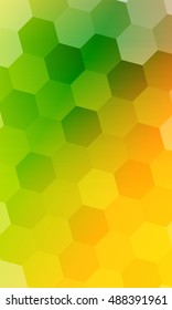 fantasy hexagons on a green, orange color background. vector banner. ideas for your business, printing, design presentations.