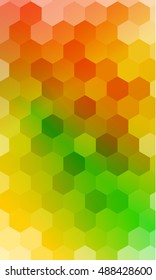 fantasy hexagons on a green, orange color banner. vector. ideas for your business, printing, design presentations.