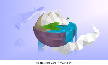 Fantasy holiday destination floating in the sky