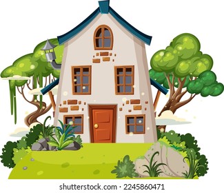 Fantasy house on white background illustration